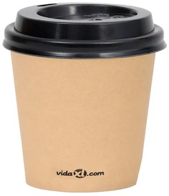 vidaXL Ποτήρια Καφέ Χάρτινα με Καπάκια 120 ml 500 Τεμάχια Καφέ