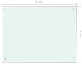 vidaXL Πλάτη Κουζίνας Λευκή 80 x 60 εκ. από Ψημένο Γυαλί