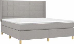 vidaXL Κρεβάτι Boxspring με Στρώμα &amp; LED Αν.Γκρι 160x200εκ. Υφασμάτινο