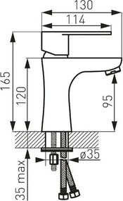 Ferro Algeo BAG2 - Μπαταρία νιπτήρα χρωμέ