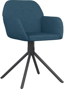 vidaXL Καρέκλες Τραπεζαρίας Περιστρεφόμενες 2 τεμ. Μπλε Βελούδινες