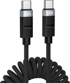 Καλώδιο Hoco DU59 Bamboo USB-C σε USB-C 60W Spring Braided Μαύρο 1.5m