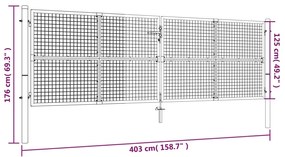 vidaXL Πόρτα Περίφραξης Ασημί 415 x 175 εκ. από Γαλβανισμένο Χάλυβα