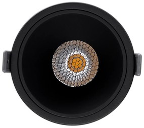 GloboStar® PLUTO-B 60262 Χωνευτό LED Spot Downlight TrimLess Φ10.4cm 15W 1950lm 38° AC 220-240V IP20 Φ10.4 x Υ6.5cm - Στρόγγυλο - Μαύρο &amp; Anti-Glare HoneyComb - Φυσικό Λευκό 4500K - Bridgelux COB - 5 Years Warranty