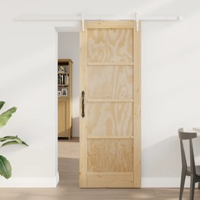 vidaXL Συρόμενη Πόρτα με Σετ Εξαρτημάτων 73.5x198.5 εκ., Φτιαγμένη από μασίφ ξύλο Πεύκου