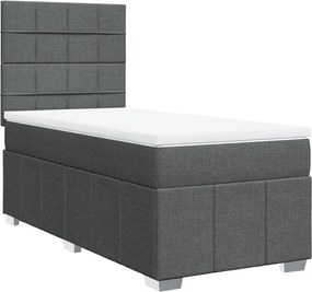 vidaXL Κρεβάτι Boxspring με Στρώμα Σκούρο Γκρι 90x190 εκ. Υφασμάτινο