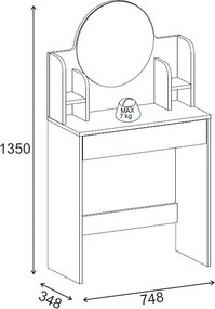 Τουαλέτα Μακιγιάζ Λευκό ENIDOR 74.8x34.8x135