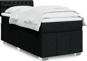 vidaXL Κρεβάτι Boxspring με Στρώμα Μαύρο 90x190 εκ.Υφασμάτινο