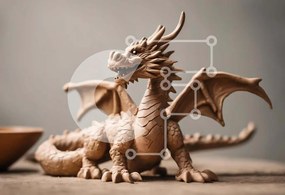 Intra Συλλεκτικό Ξύλινο Παζλ Plywood  4mm - Καφέ κεραμικό ειδώλιο δράκου σε ανοιχτό μπολ Σε Ξύλινο Κουτί - Διαστάσεις: 10x10 cm – 25 κομμάτια