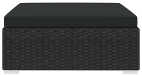 vidaXL Υποπόδιο Τμηματικό 1 τεμ. Μαύρο από Συνθετικό Ρατάν με Μαξιλάρι