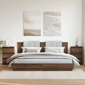 vidaXL Κομοδίνα 2 τεμ. Καφέ Δρυς 40x35x62,5 εκ. από Επεξεργασμένο Ξύλο