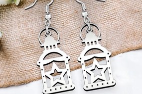 Σετ των 3 Intra απο ξύλο plywood 3mm-4mm πάχος Χριστουγεννιάτικα σκουλαρίκια. Χριστουγεννιάτικο Φανάρι. Δίασταση 4x4 cm INTRAFABR-105663983