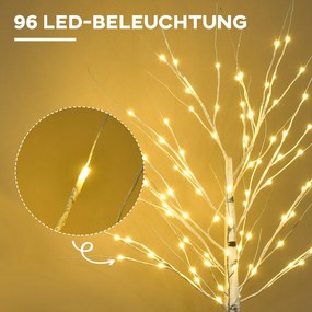 Τεχνητή σημύδα με led, εύκαμπτα κλαδιά, πλαστικό και μέταλλο, 150 cm, λευκό