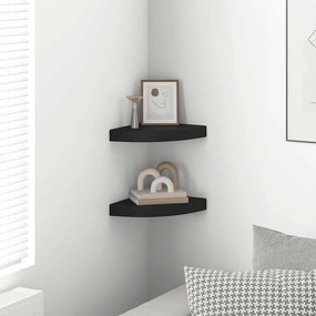 vidaXL Ράφια Τοίχου 2 τεμ. Μαύρα 25x25x3,8 εκ. από MDF