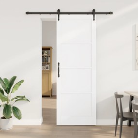 vidaXL Συρόμενη Πόρτα με Σετ Εξαρτημάτων Λευκή 83x232 εκ. Μασίφ Ξύλο Πεύκου