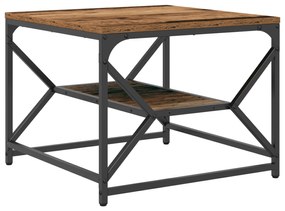 vidaXL Καφέ Τραπεζάκι με Ράφι από Παλιό Ξύλο 51x50x40 εκ.