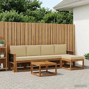 vidaXL Σειρά Καναπέ Εξωτερικού 6 pcs Φυσικό και Μπεζ Πολυεστέρας