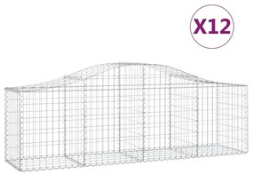 vidaXL Συρματοκιβώτια Τοξωτά 12 τεμ. 200x50x60/80 εκ. Γαλβαν. Ατσάλι