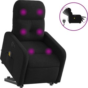 vidaXL Πολυθρόνα Μασάζ Ηλεκ. Ανακλινόμενη με Ανύψωση Μαύρη Υφασμάτινη