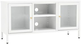 vidaXL Έπιπλο Τηλεόρασης Λευκό 105 x 35 x 52 εκ. από Ατσάλι και Γυαλί
