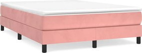 vidaXL Κρεβάτι Boxspring με Στρώμα Ροζ 140x200 εκ. Βελούδινο