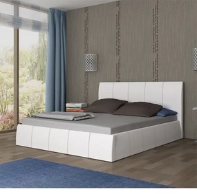 Κρεβάτι Διπλό με αποθηκευτικό χώρο Perla, άσπρο 140x200cm με στρώμα - GRA780
