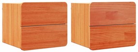 vidaXL Κομοδίνο 2 pcs Καφέ 39 x 34 x 33 εκ. Μασίφ ξύλο πεύκου