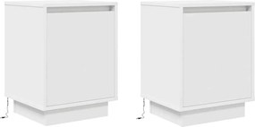 vidaXL Κομοδίνα με φώτα LED 2 τεμάχια Λευκό 38x34x50 cm