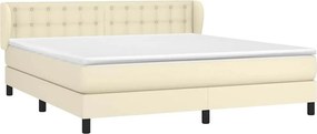 VidaXL Κρεβάτι Boxspring με Στρώμα Κρεμ 180x200 εκ. Συνθετικό Δέρμα