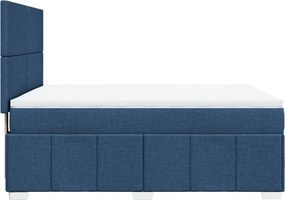 vidaXL Κρεβάτι Boxspring με Στρώμα Μπλε 140x200 εκ. Υφασμάτινο
