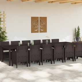 vidaXL σετ τραπεζαρίας κήπου  13 κομμάτια Καφέ και κρεμ Ράταν Μεγάλο