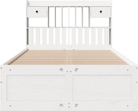vidaXL Κρεβάτι Βιβλιοθήκη Χωρίς Στρώμα Λευκό 135x190 εκ Μασίφ Πεύκο