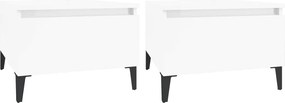 vidaXL Βοηθητικά Τραπέζια 2 τεμ. Γυαλ.Λευκό 50x46x35 εκ. Επεξ. Ξύλο