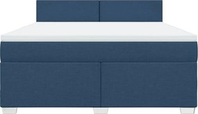 vidaXL Κρεβάτι Boxspring με Στρώμα Μπλε 180x200 εκ. Υφασμάτινο