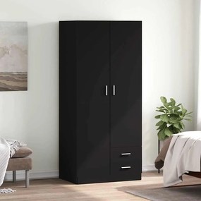 vidaXL Ντουλάπα Μαύρη 80 x 52 x 180 εκ. από Επεξ. Ξύλο