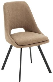 Καρέκλα Initiate ύφασμα μπουκλέ καφέ-πόδι μαύρο 2αδα 48x57x85.5 εκ.