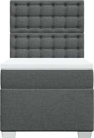 vidaXL Κρεβάτι Boxspring με Στρώμα Σκούρο Γκρι 90x200 εκ. Υφασμάτινο