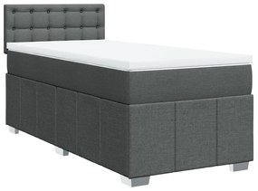 Κρεβάτι Boxspring με Στρώμα Σκούρο Γκρι 90x200 εκ. Υφασμάτινο - Γκρι