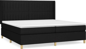 vidaXL Κρεβάτι Boxspring με Στρώμα Μαύρο 200x200 εκ. Υφασμάτινο