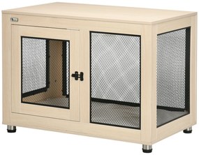 PawHut Κλουβί σκύλου, Μοντέρνος σχεδιασμός, κλειδώνει, 2 πόρτες, 94 cm x 60 cm x 71,5 cm, Φυσικό + Μαύρο