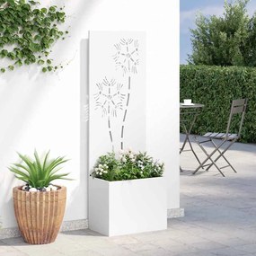 vidaXL Οθόνη Ιδιωτικότητας Κήπου Floral Λευκό 50 x 140 cm