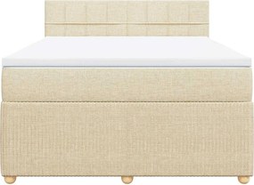 vidaXL Κρεβάτι Boxspring με Στρώμα Κρεμ 140x190 εκ. Υφασμάτινο