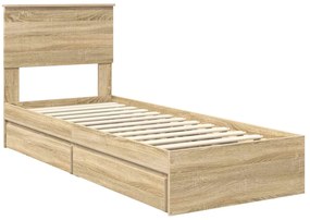 vidaXL Κρεβάτι Αποθήκης Δρύς Sonoma 75 x 190 cm Επεξεργασμένο ξύλο