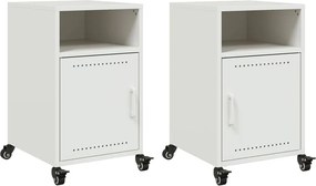 vidaXL Κομοδίνα 2 τεμ. Λευκό 36x39x59 εκ. από Χάλυβα