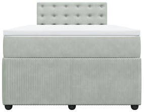 Κρεβάτι Boxspring με Στρώμα Ανοιχτό Γκρι 120x200 εκ. Βελούδινο - Γκρι