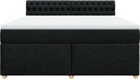 vidaXL Κρεβάτι Boxspring με Στρώμα Μαύρο 180x200 εκ. Υφασμάτινο