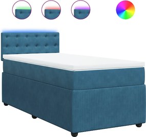 vidaXL Κρεβάτι Boxspring με Στρώμα Μπλε 80 x 200 εκ. Βελούδινο