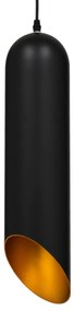 CARSON 01528 Μοντέρνο Κρεμαστό Φωτιστικό Οροφής Μονόφωτο Μαύρο - Χρυσό Μεταλλικό Καμπάνα Φ12 x Υ52cm
