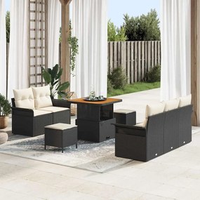 vidaXL Σετ Καναπέ Κήπου Ρυθμιζόμενο ύψος 8 pcs Μαύρο συνθετικό ρατάν