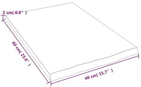 Ράφι Τοίχου Ανοιχτό Καφέ 40x60x2 εκ. Επεξεργ. Μασίφ Ξύλο Δρυός - Καφέ